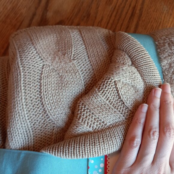 NWT Martha Stewart Collection Cabled Patchwork Sweater Knit Throw Country Preppy - Picture 3 of 13